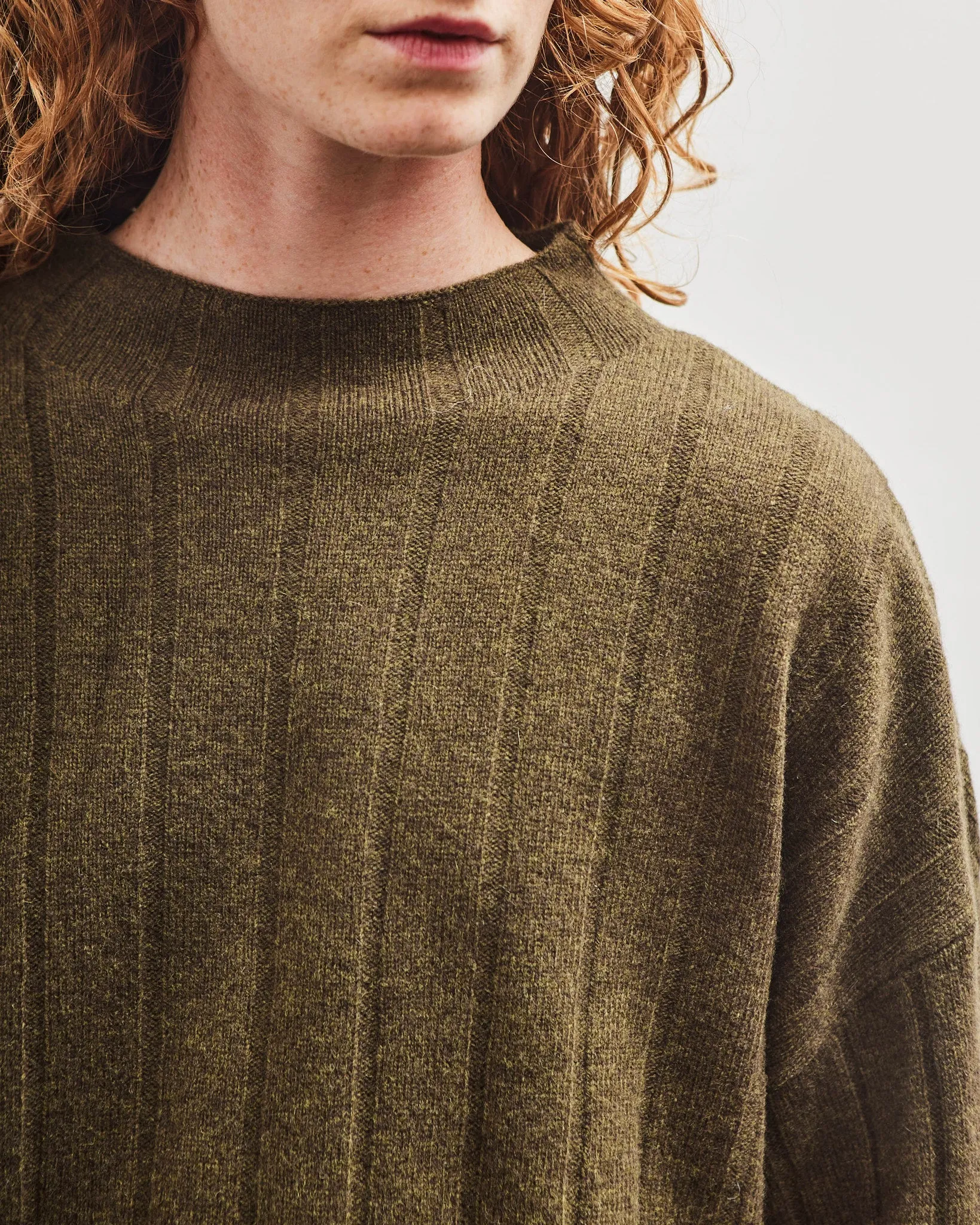 7115 by Szeki Merino Wide Ribbed Sweater, Olive