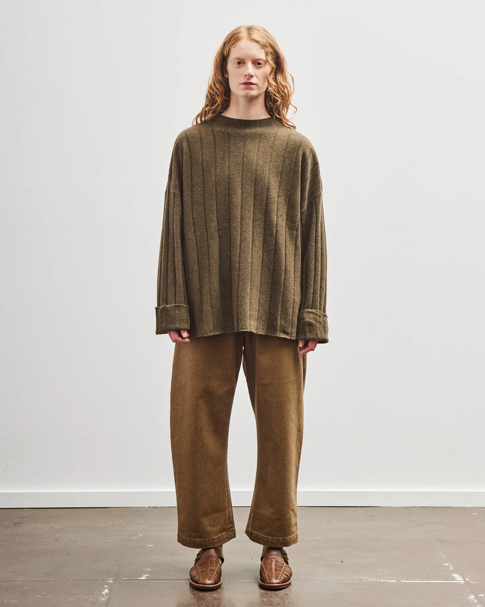 7115 by Szeki Merino Wide Ribbed Sweater, Olive