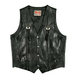 90s Harley Davidson Black Leather Biker Vest- L