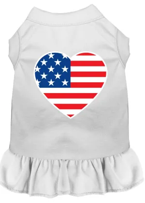 American Flag Heart Screen Print Dress White Lg (14)