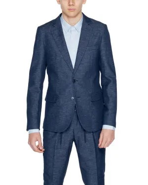 Antony Morato Mens Slim Fit Linen Blend Suit Blue