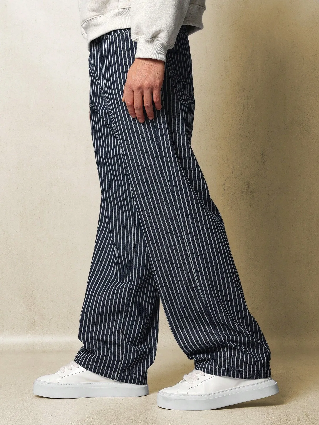 Baggy Fit Pinstripe Jean