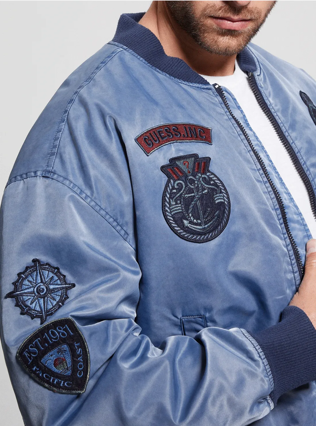 Blue Ace Twill Washed Bomber Jacket