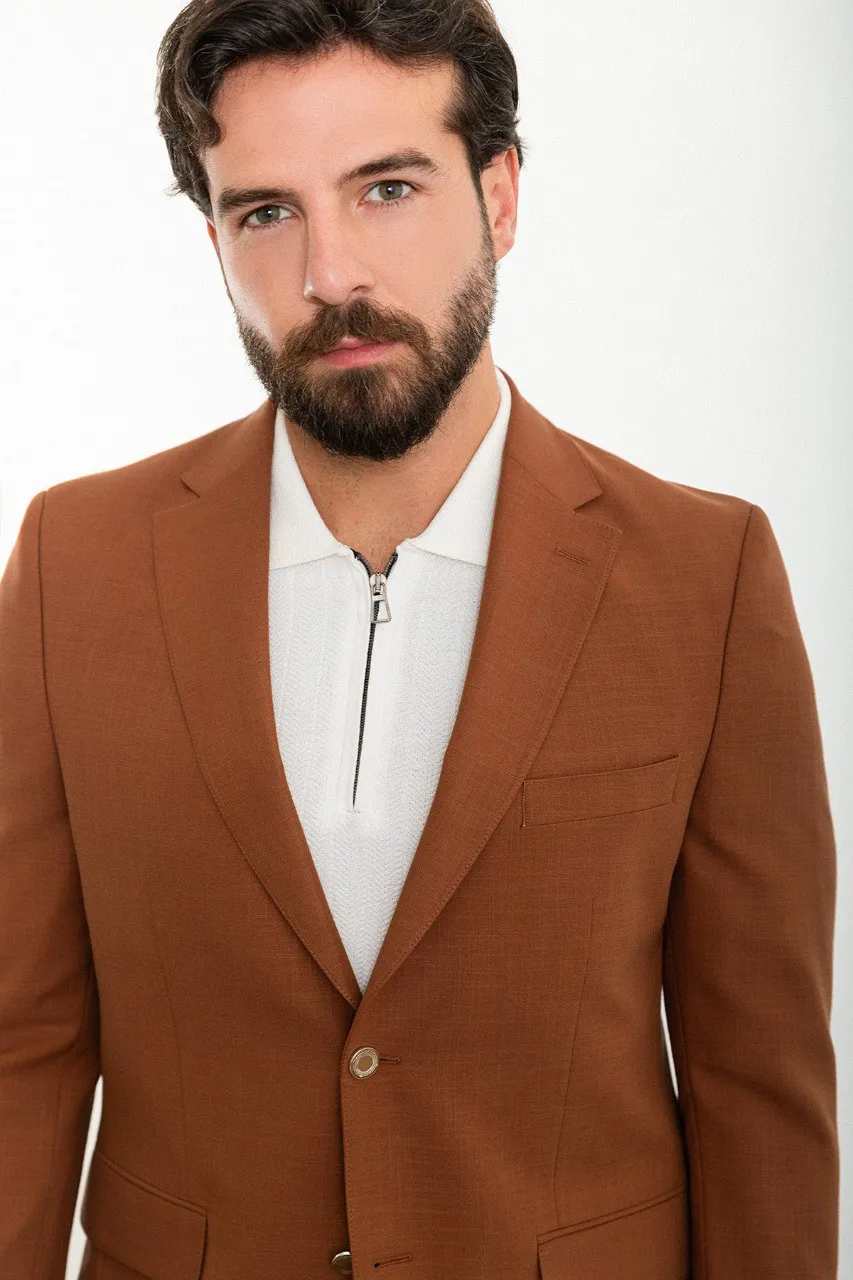 Bojoni Torretta Slim Fit Brown Blazer