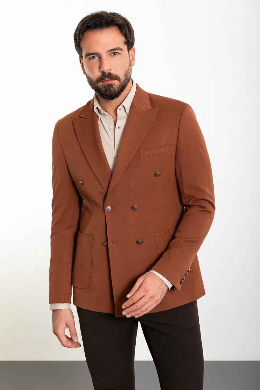 Bojoni Torretta Slim Fit Double Breasted Tie Blazer