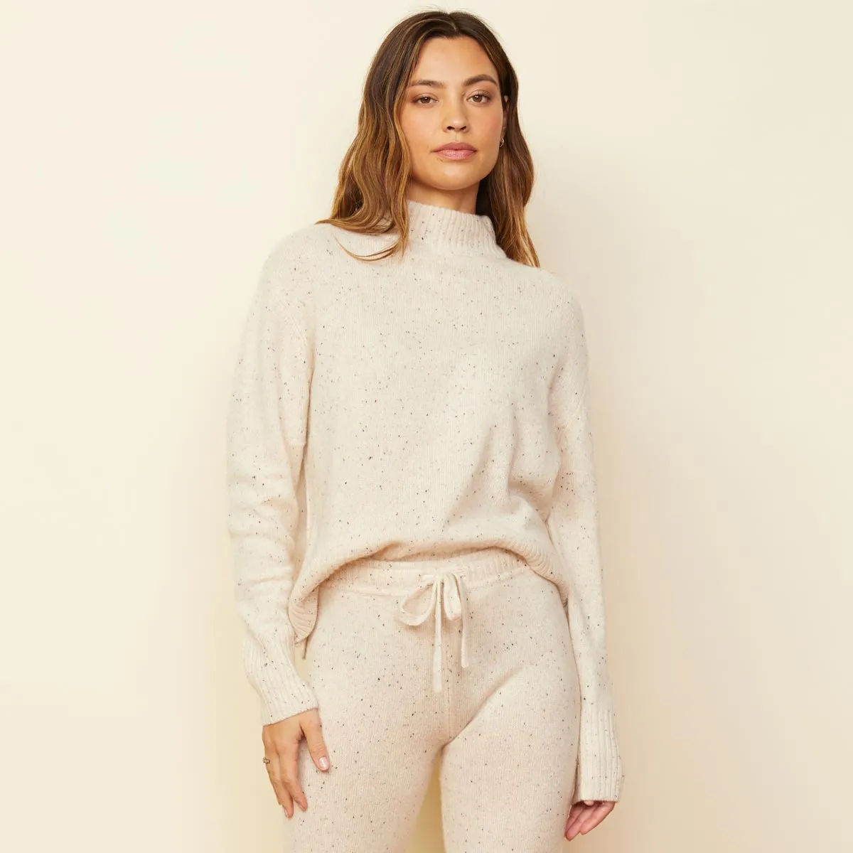 Cashmere Neps Mock Neck Sweatshirt