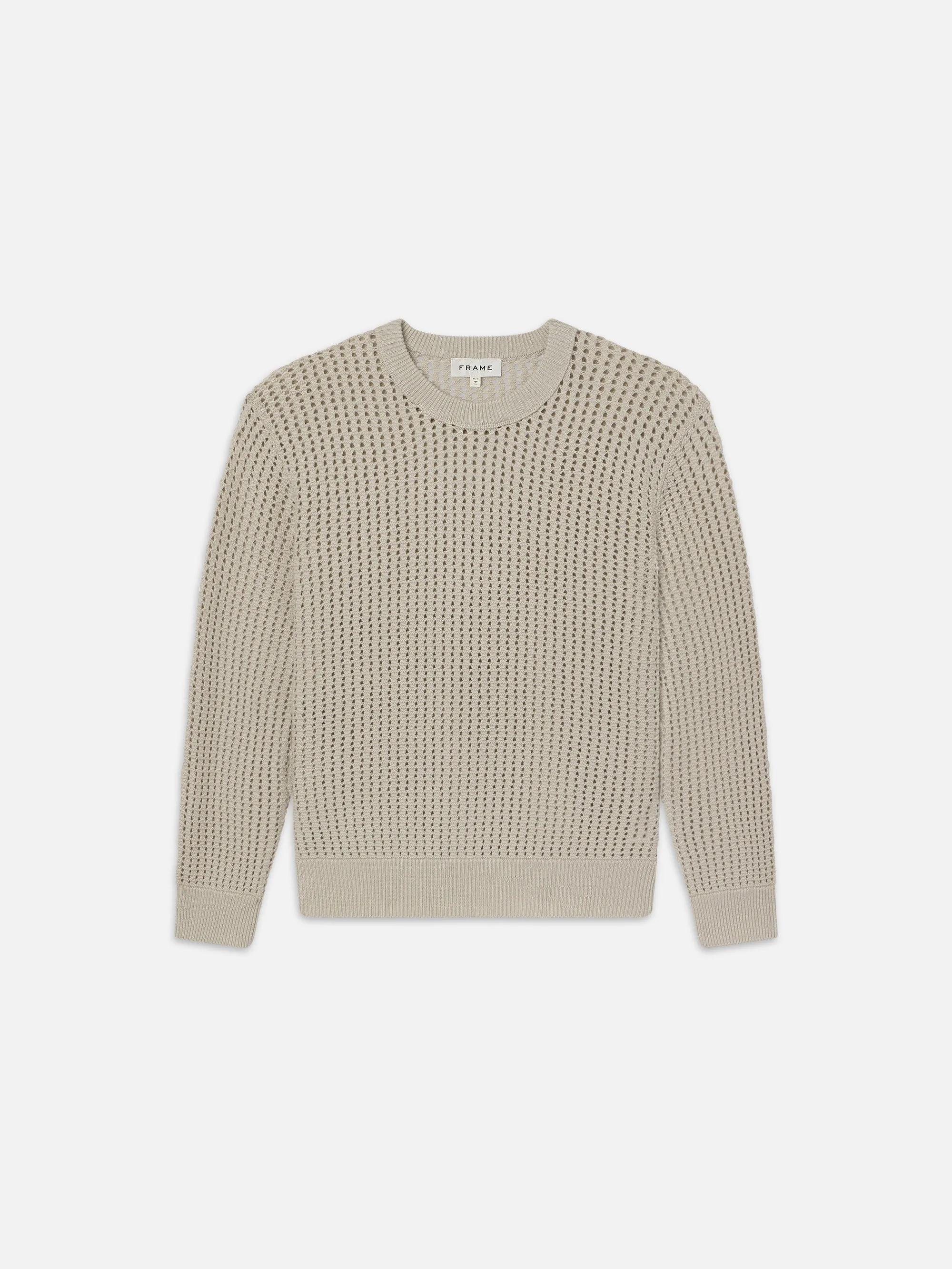 Cotton Blend Crewneck Sweater -- Mineral Grey