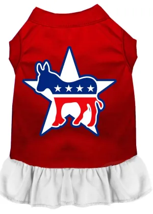 Democrat Screen Print Dress Red With White Sm (10)