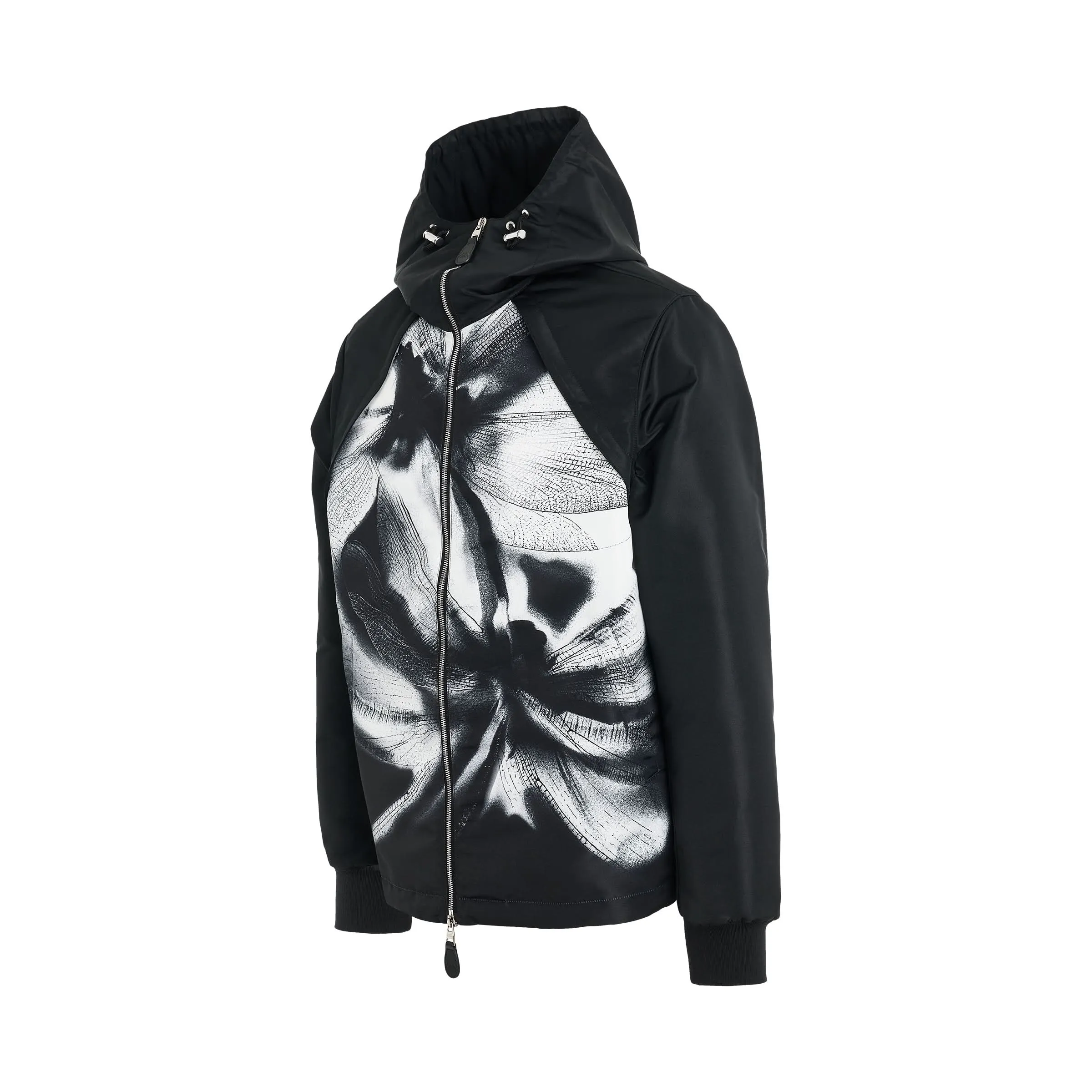 Dragonfly Print Windbreaker in Black/White