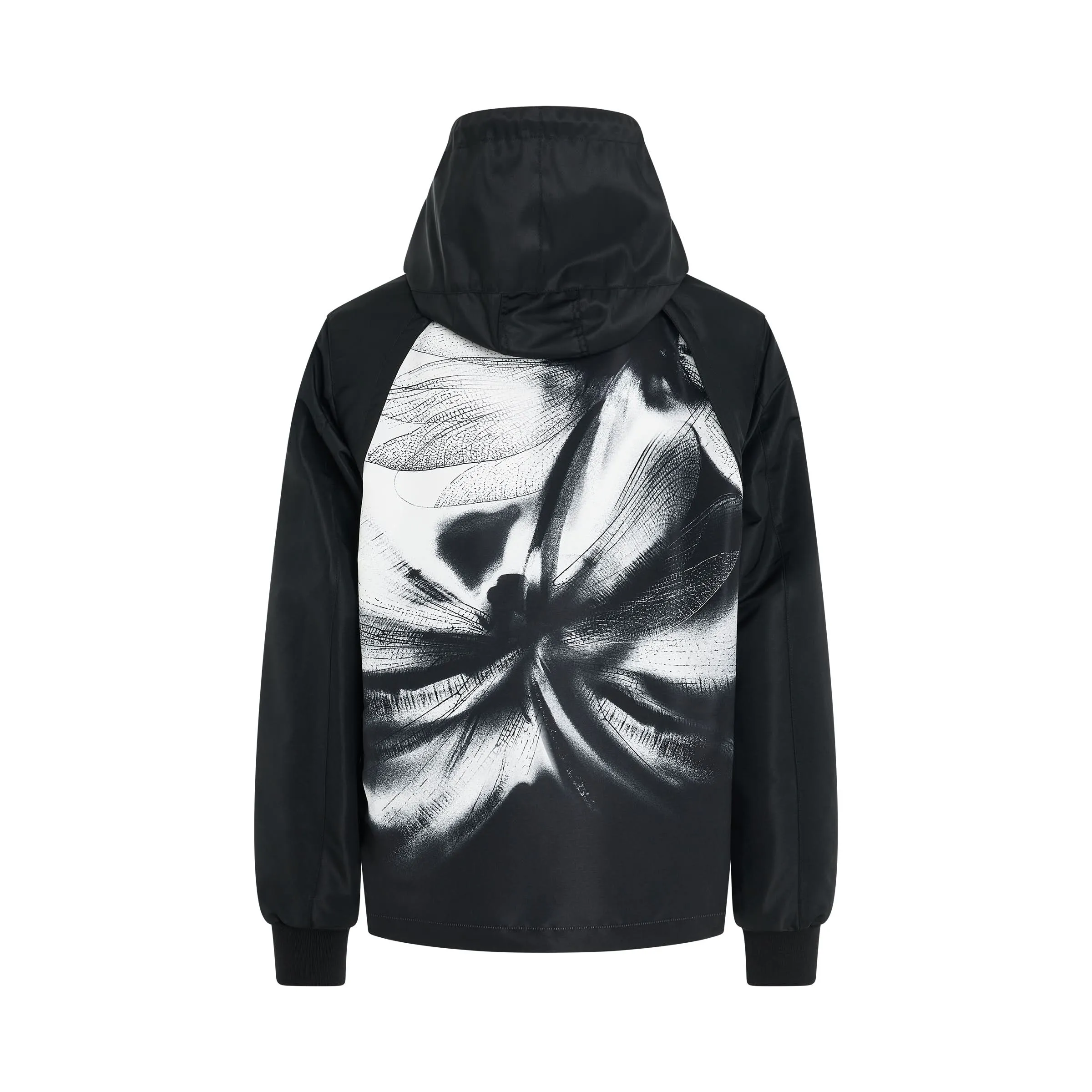 Dragonfly Print Windbreaker in Black/White