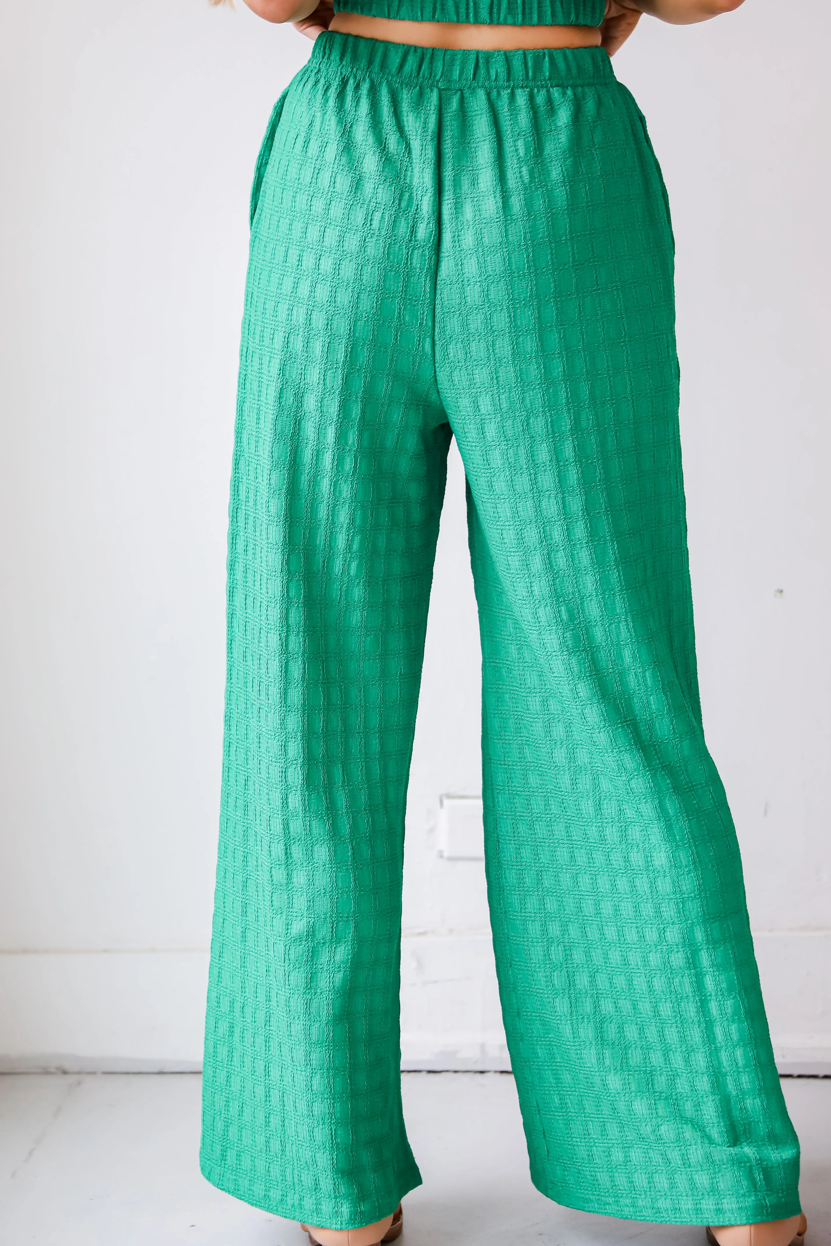 FINAL SALE - Darling Expertise Green Textured Pants - DU DEAL