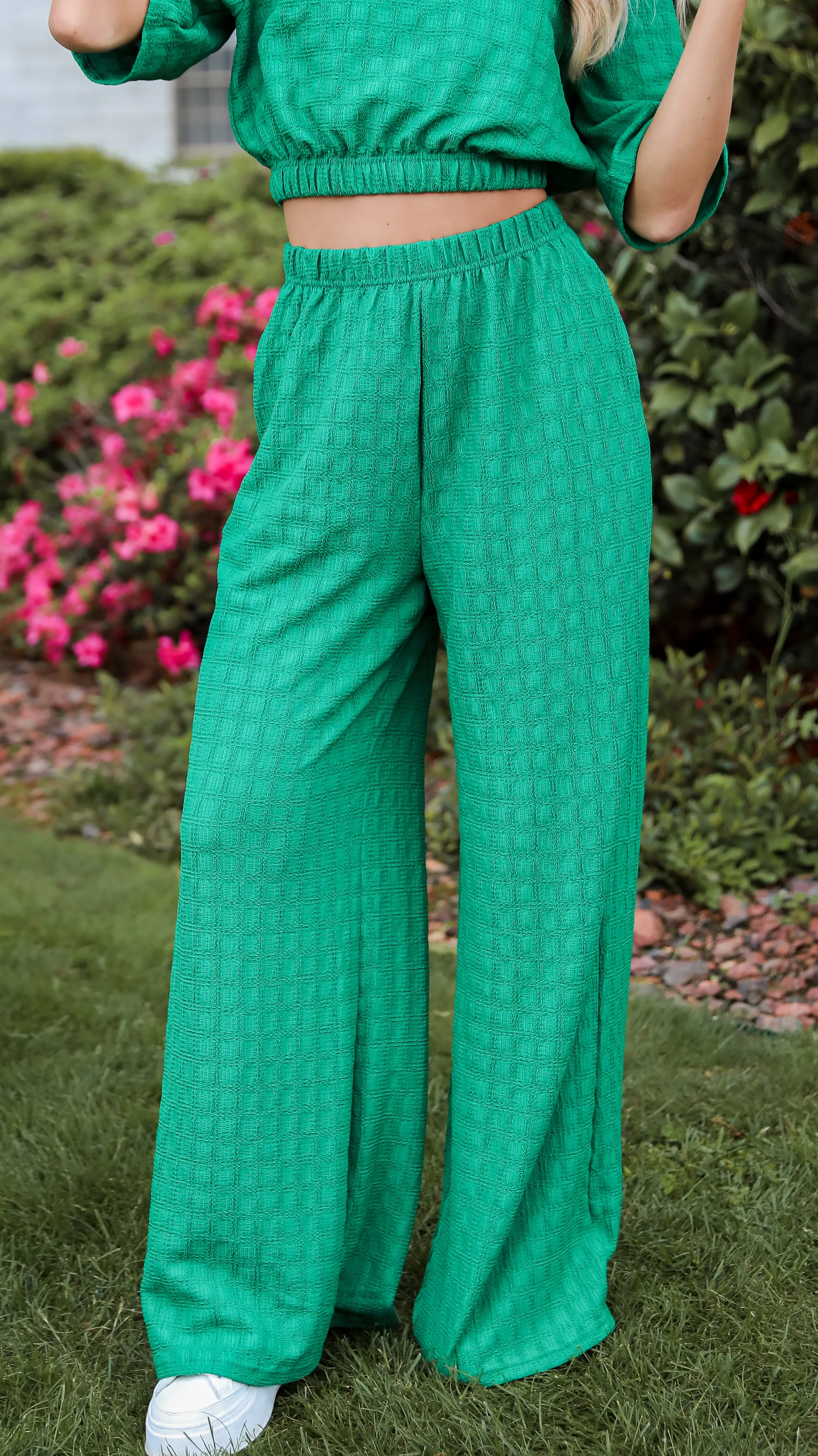 FINAL SALE - Darling Expertise Green Textured Pants - DU DEAL