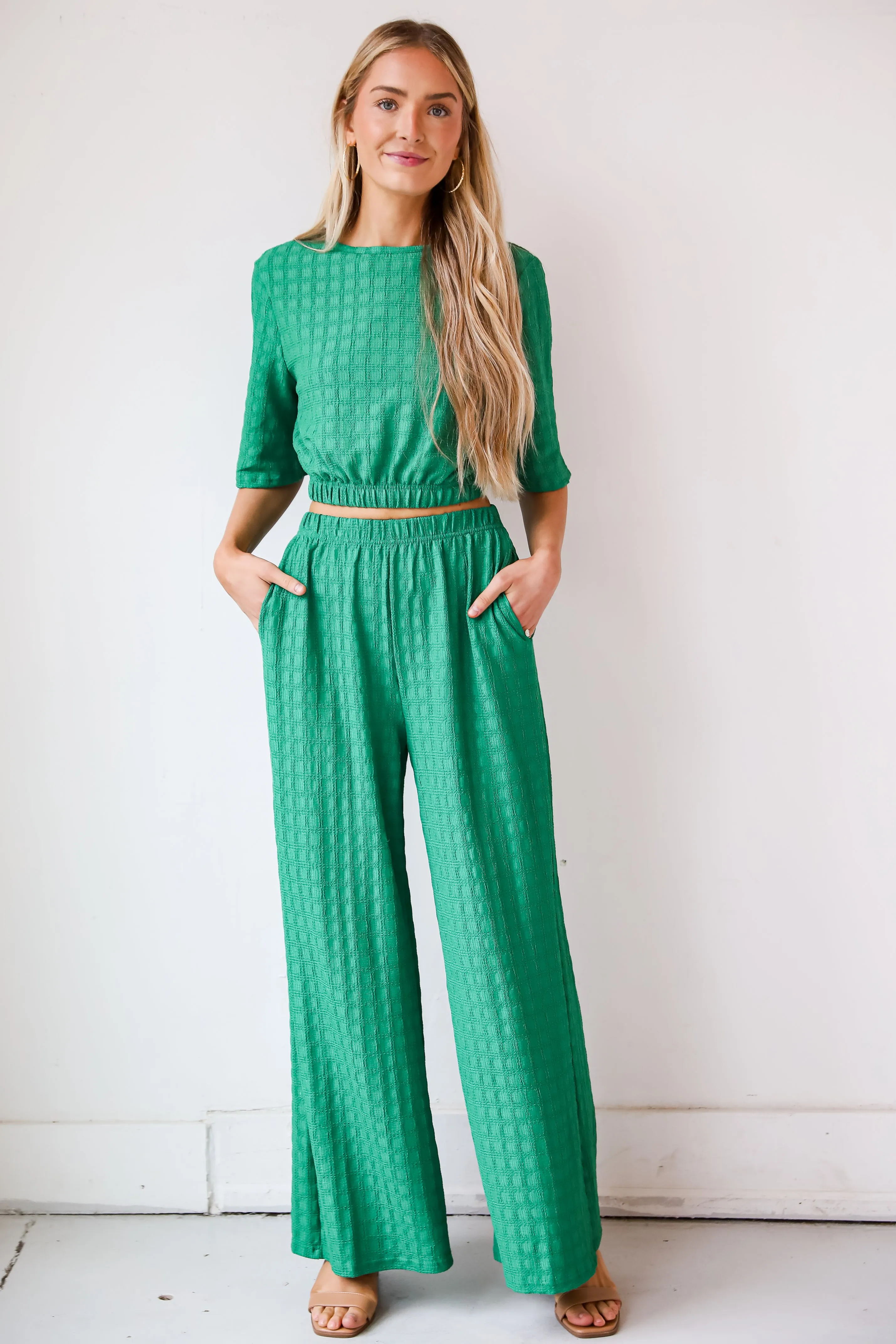 FINAL SALE - Darling Expertise Green Textured Pants - DU DEAL