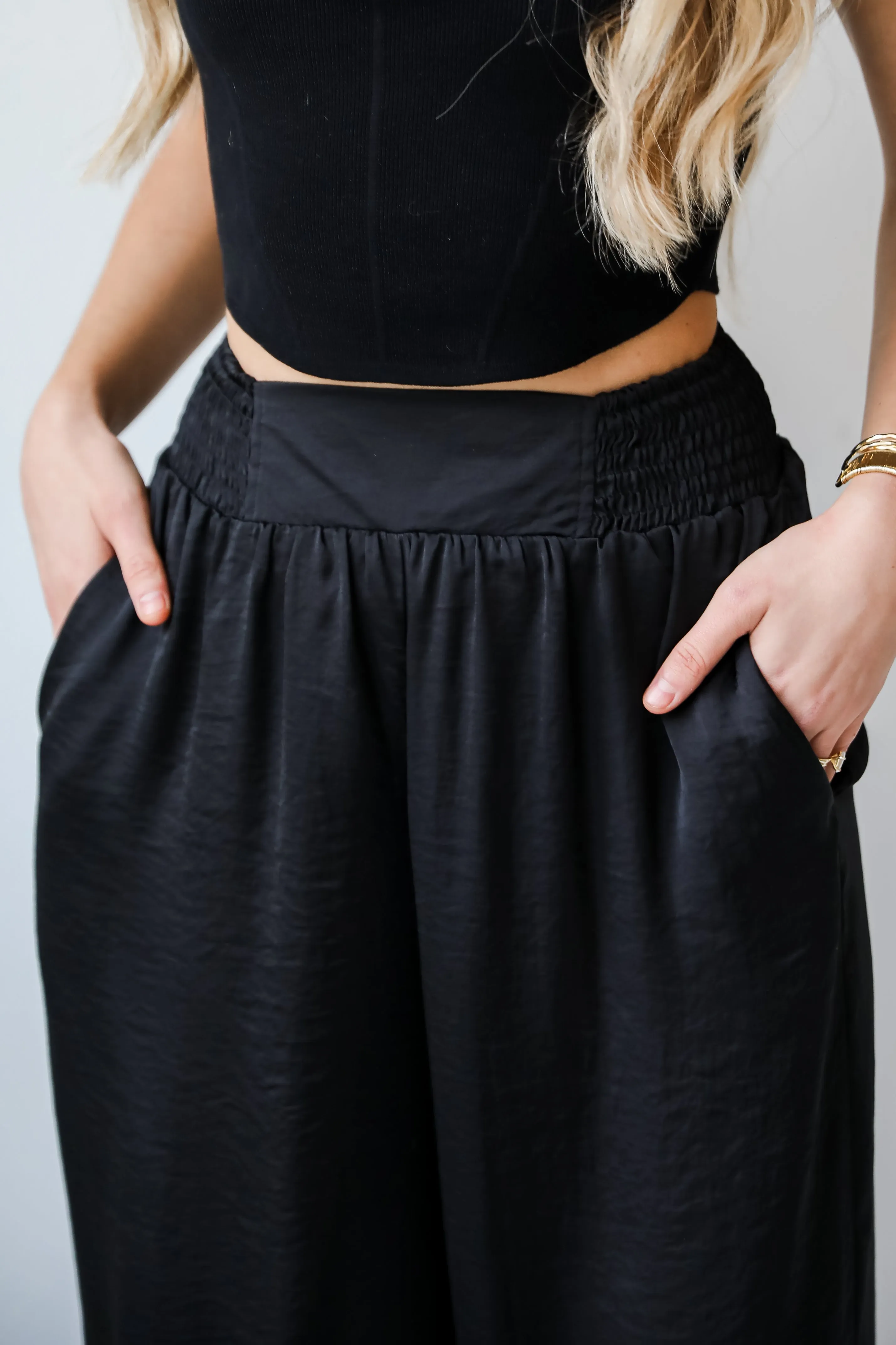 FINAL SALE - Rare Charm Satin Wide Leg Pants