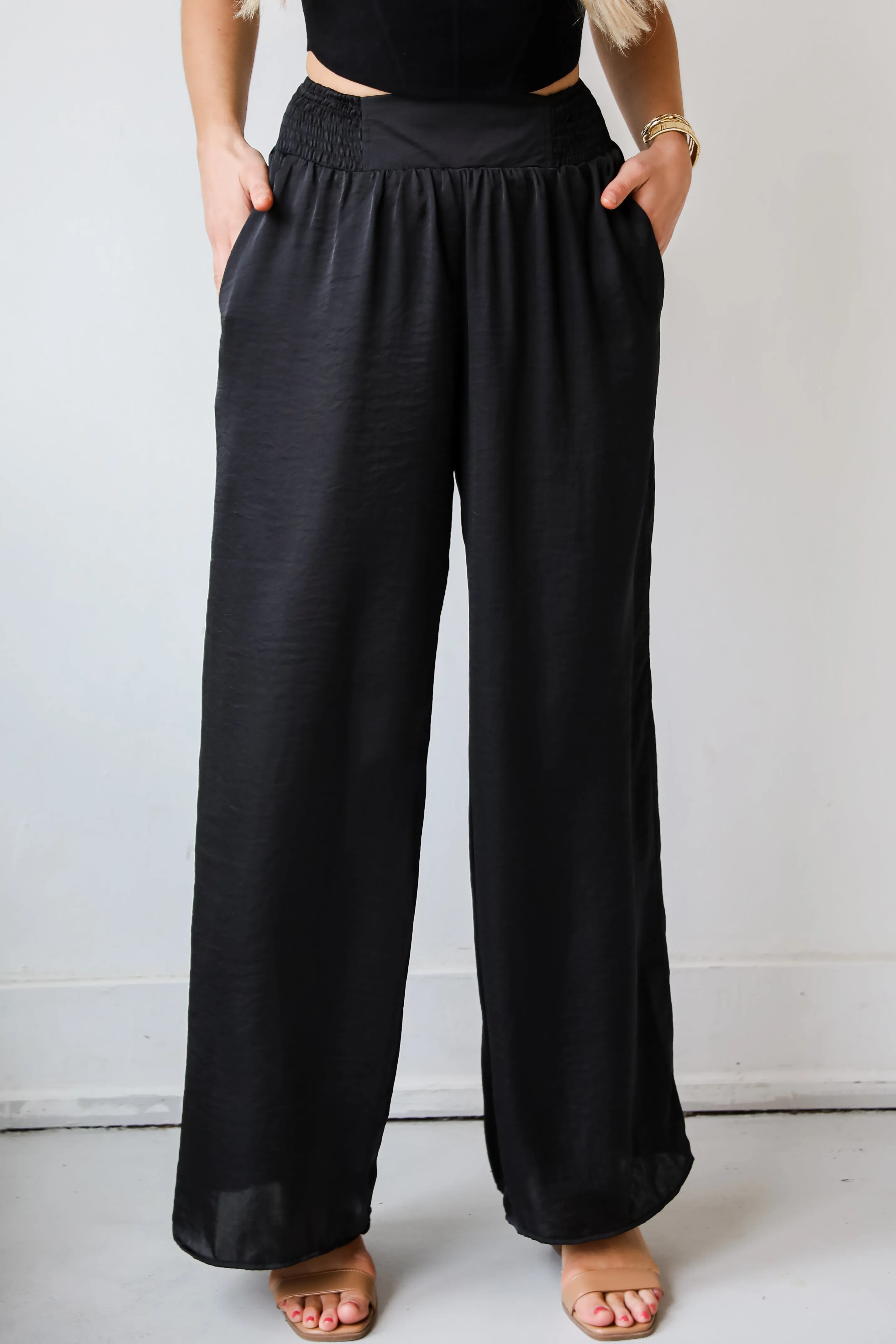 FINAL SALE - Rare Charm Satin Wide Leg Pants