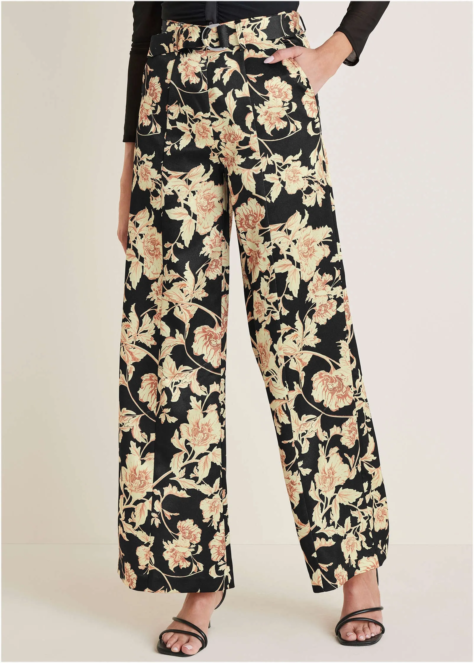 Floral Scroll Wide Leg Pant - Nouveau Roses