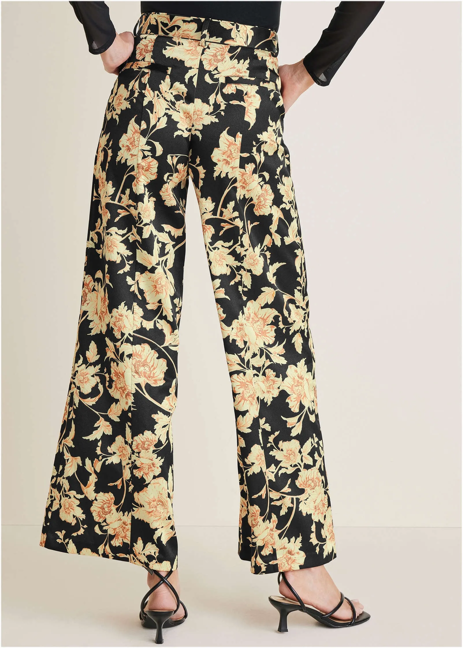 Floral Scroll Wide Leg Pant - Nouveau Roses