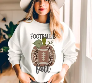 Football and Fall Women's Crewneck Sweatshirt, Cute Watercolor Football Pumpkin Fall Shirt