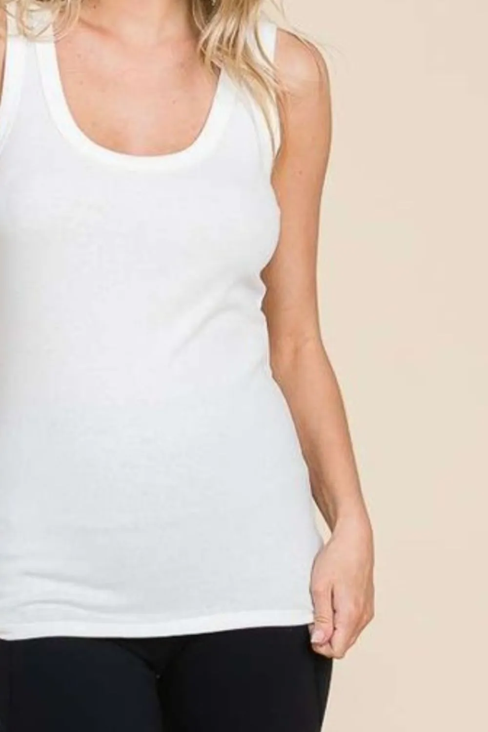 Full Size Ribbed Scoop Neck Tank