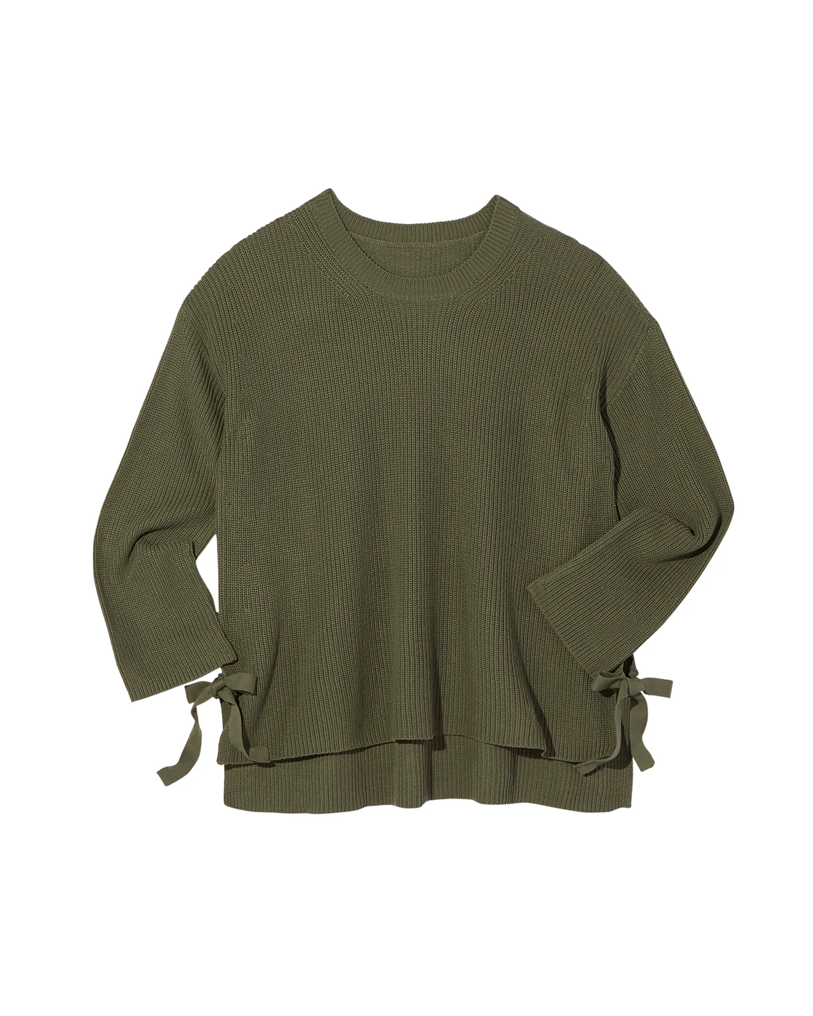 Genevieve Long Sleeve Side Tie Sweater | Olive Green