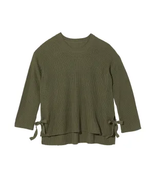 Genevieve Long Sleeve Side Tie Sweater | Olive Green