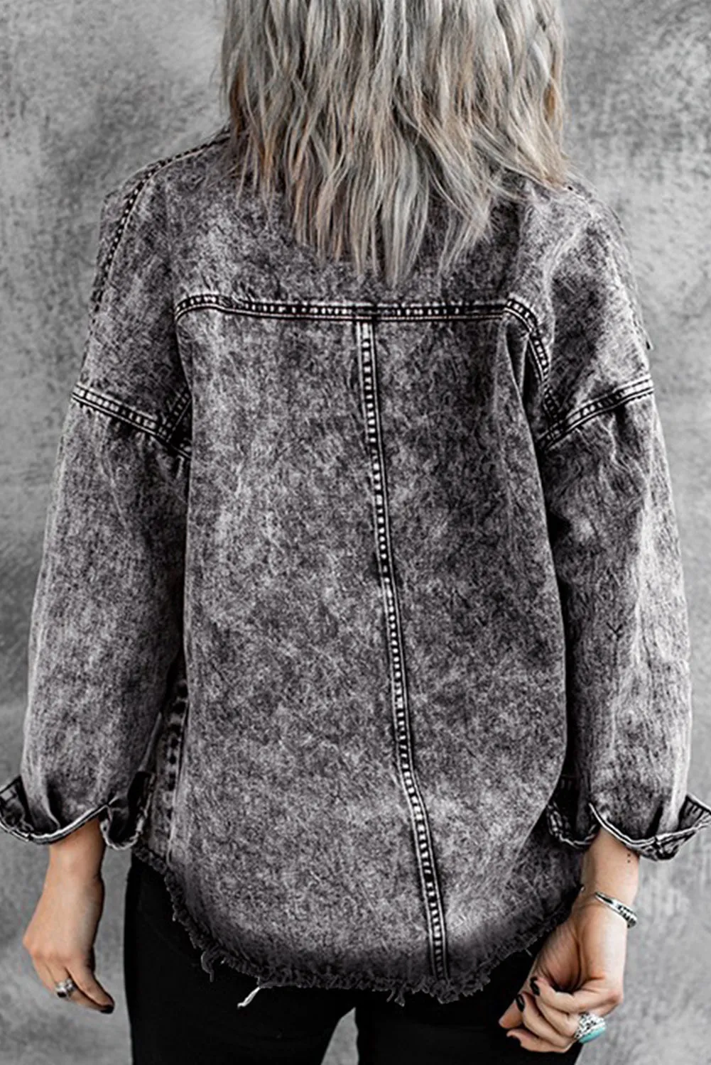 Gray Bleach Wash Denim Jacket