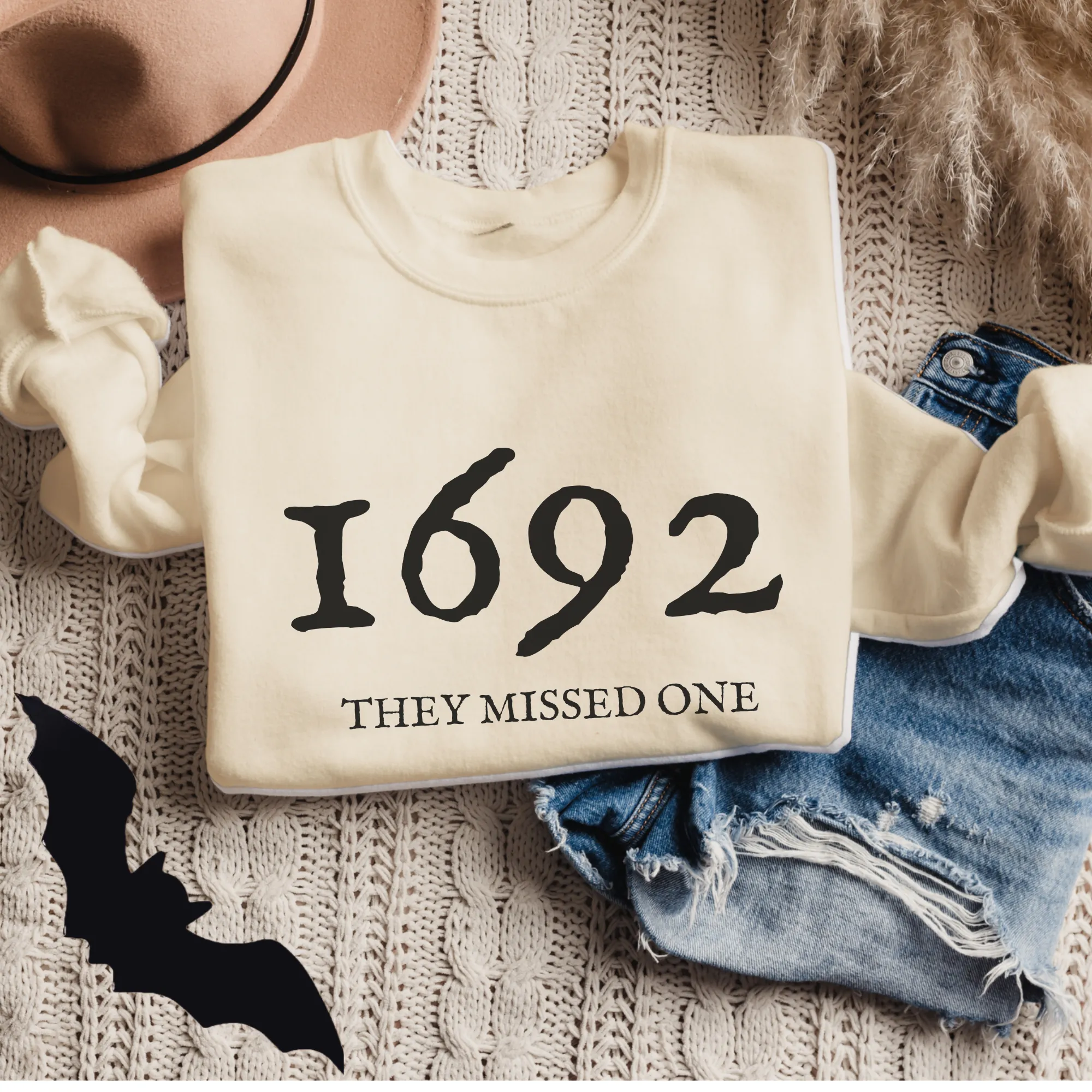 Halloween Women's 1692 They Missed One Crewneck Sweatshirt, Funny Fall Shirt