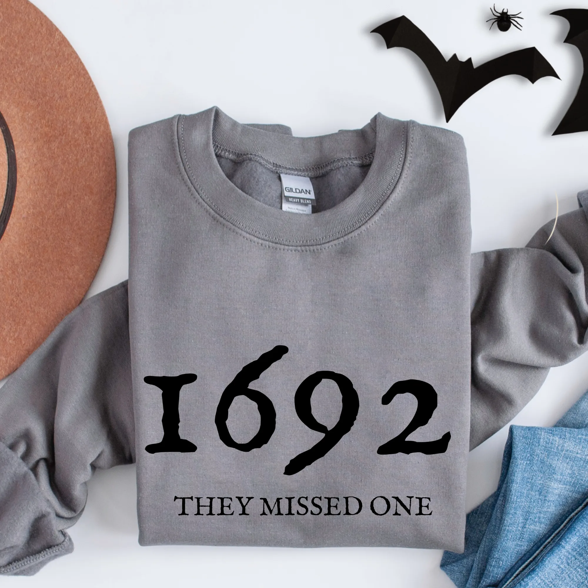 Halloween Women's 1692 They Missed One Crewneck Sweatshirt, Funny Fall Shirt