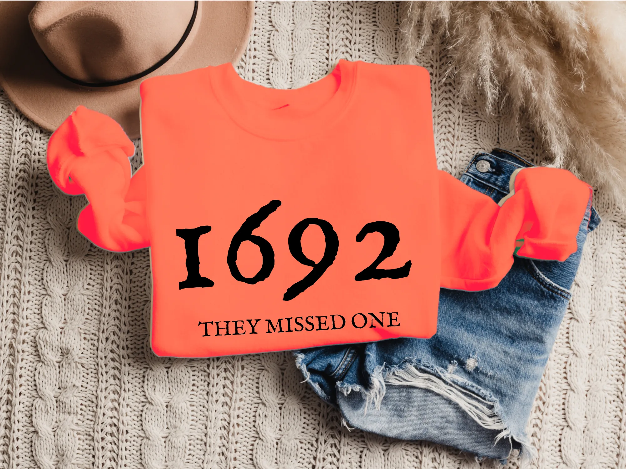 Halloween Women's 1692 They Missed One Crewneck Sweatshirt, Funny Fall Shirt