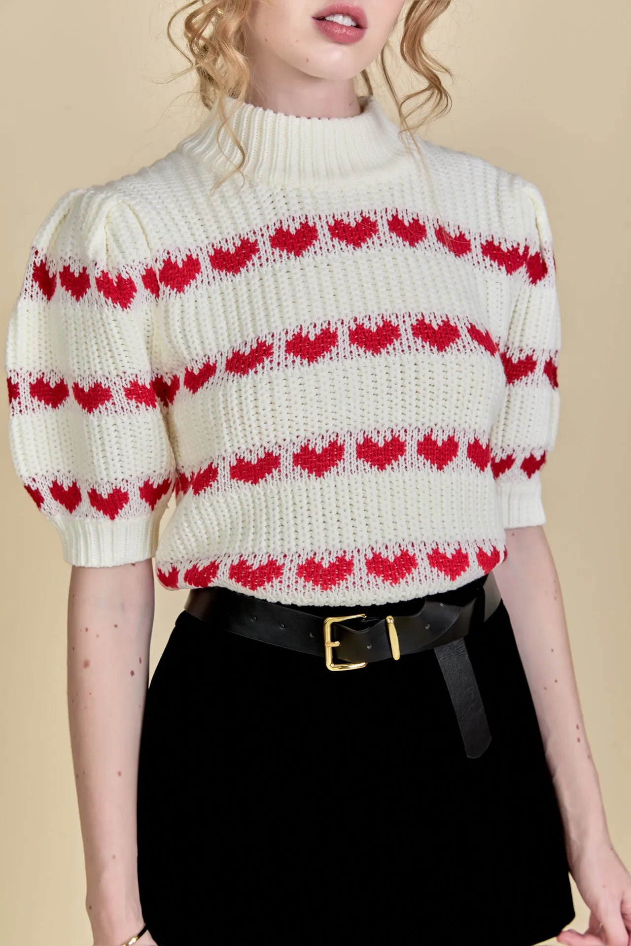 Heart Stripe Detail Sweater