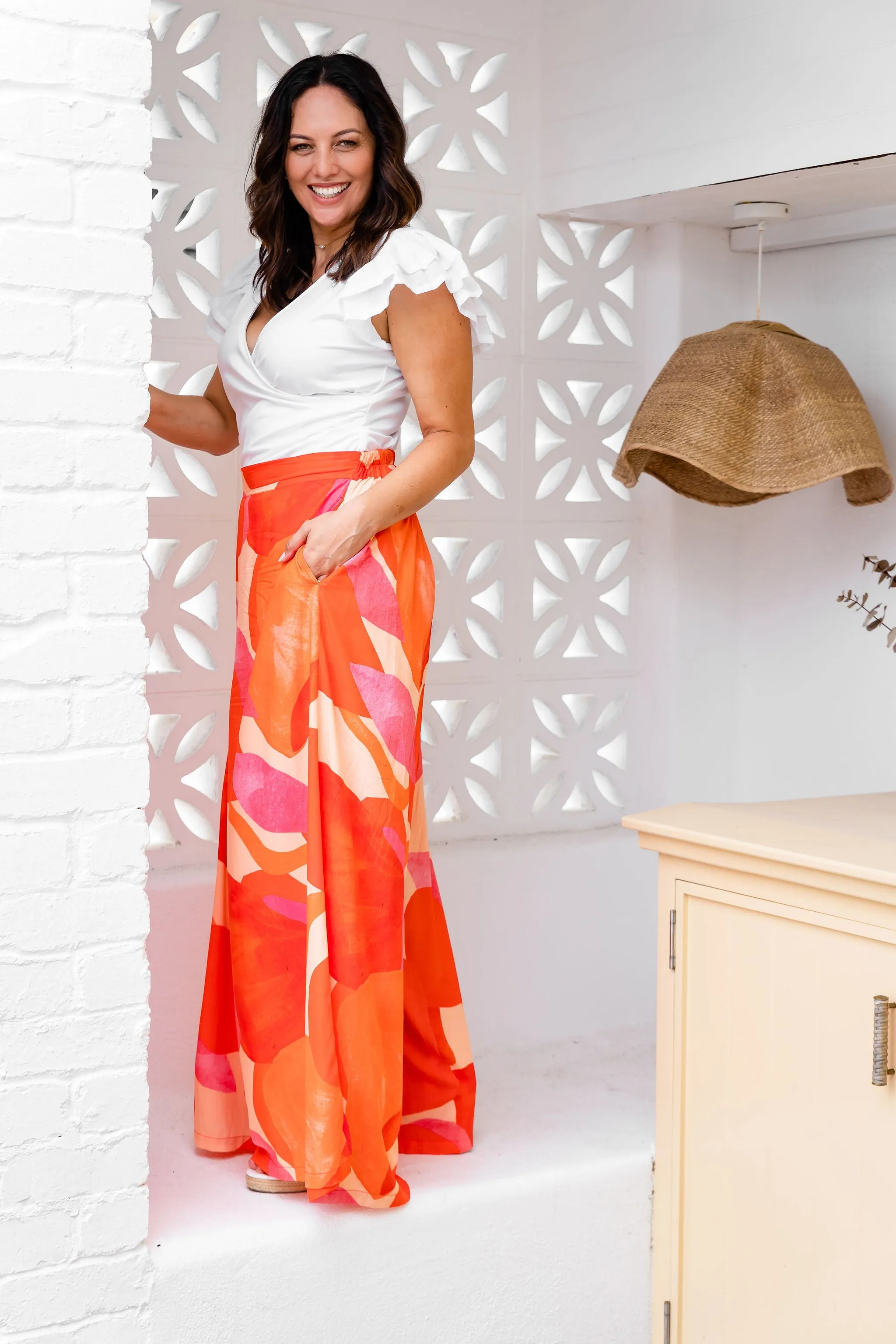 Larsa Wide Leg Pants in Pink Lady Print