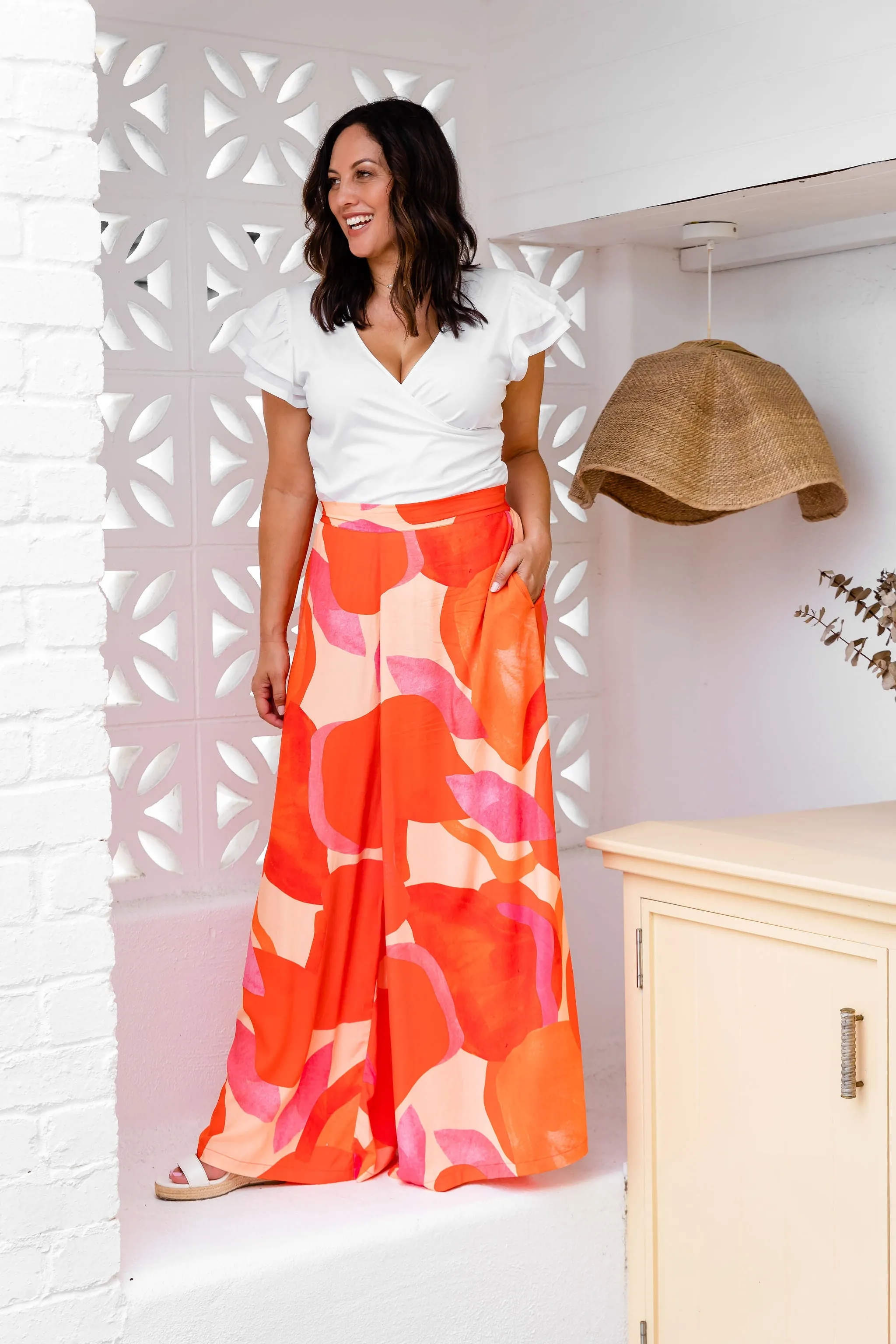 Larsa Wide Leg Pants in Pink Lady Print