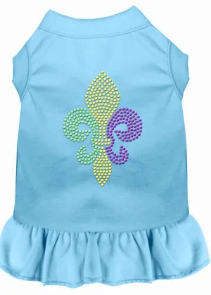 Mardi Gras Fleur De Lis Rhinestone Dress Baby Blue Lg (14)