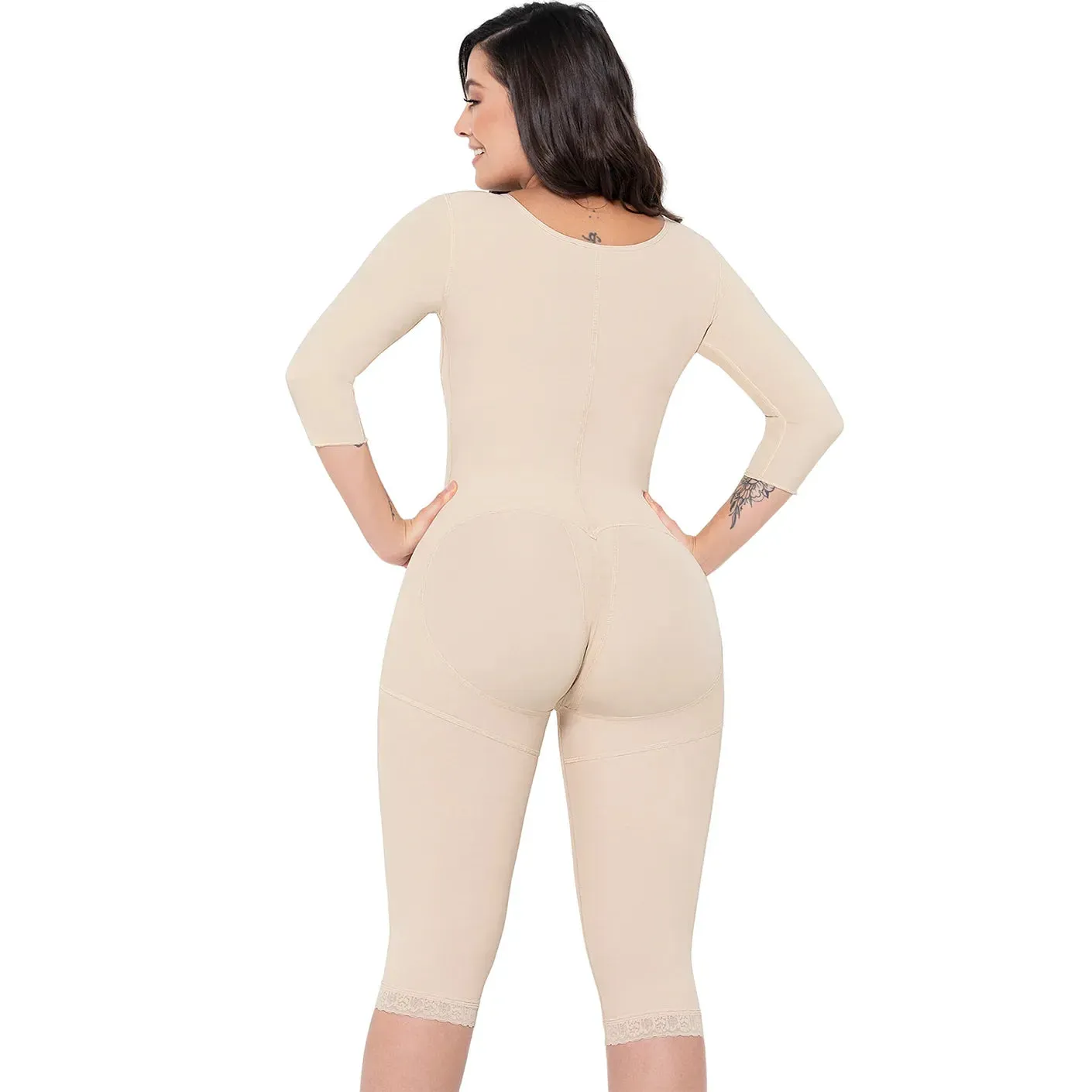 MARIAE FPC7350 Stage 2 Faja Colombiana Post Surgery Postpartum Shapewear for C-section with Sleeves Knee Length