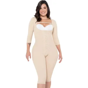 MARIAE FPC7350 Stage 2 Faja Colombiana Post Surgery Postpartum Shapewear for C-section with Sleeves Knee Length