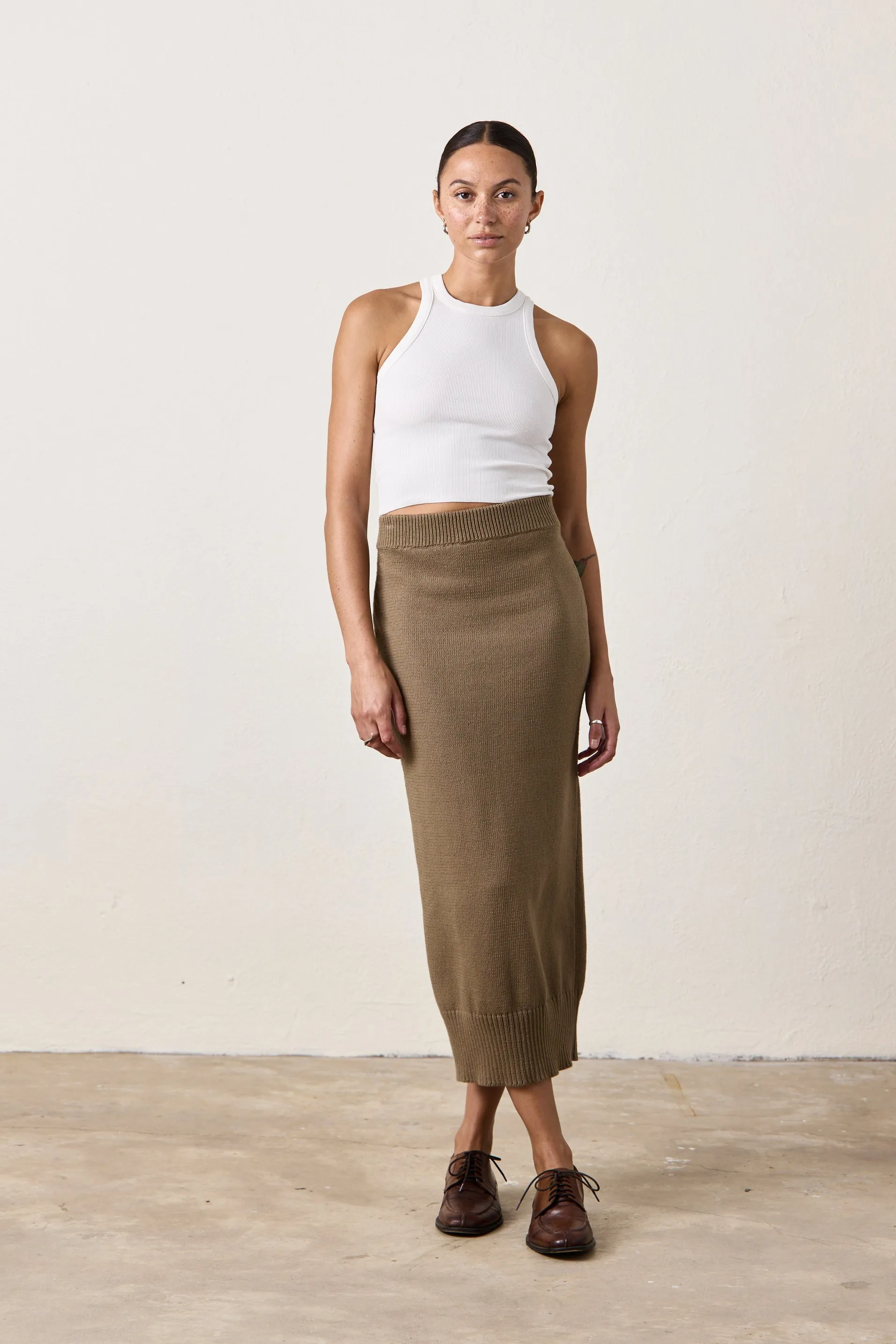 MARIE KNIT SKIRT / KHAKI