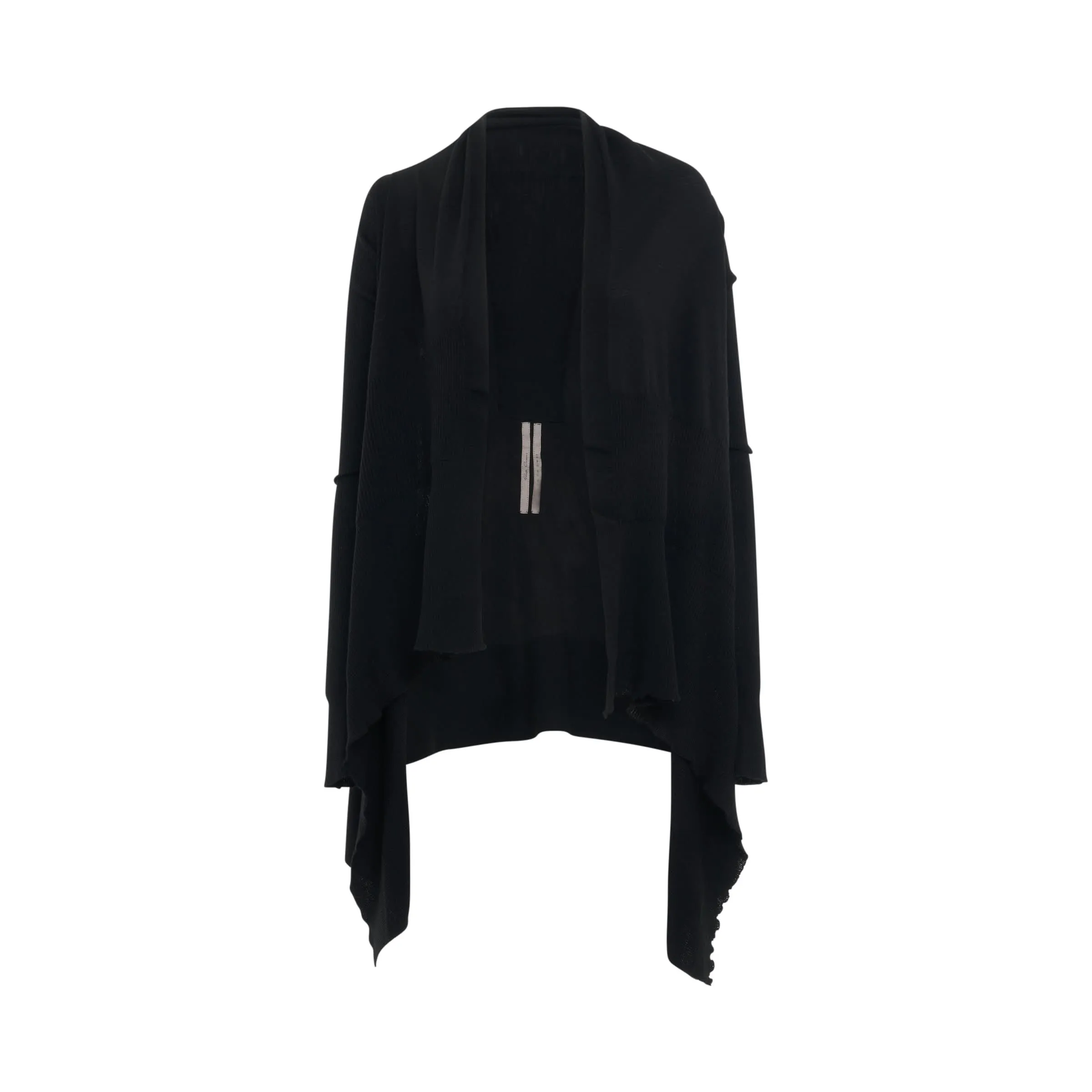 Medium Wrap Knit Wool Cardigan in Black