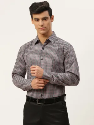 Mens Cotton Red & Multi Checked Formal Shirt - Sojanya