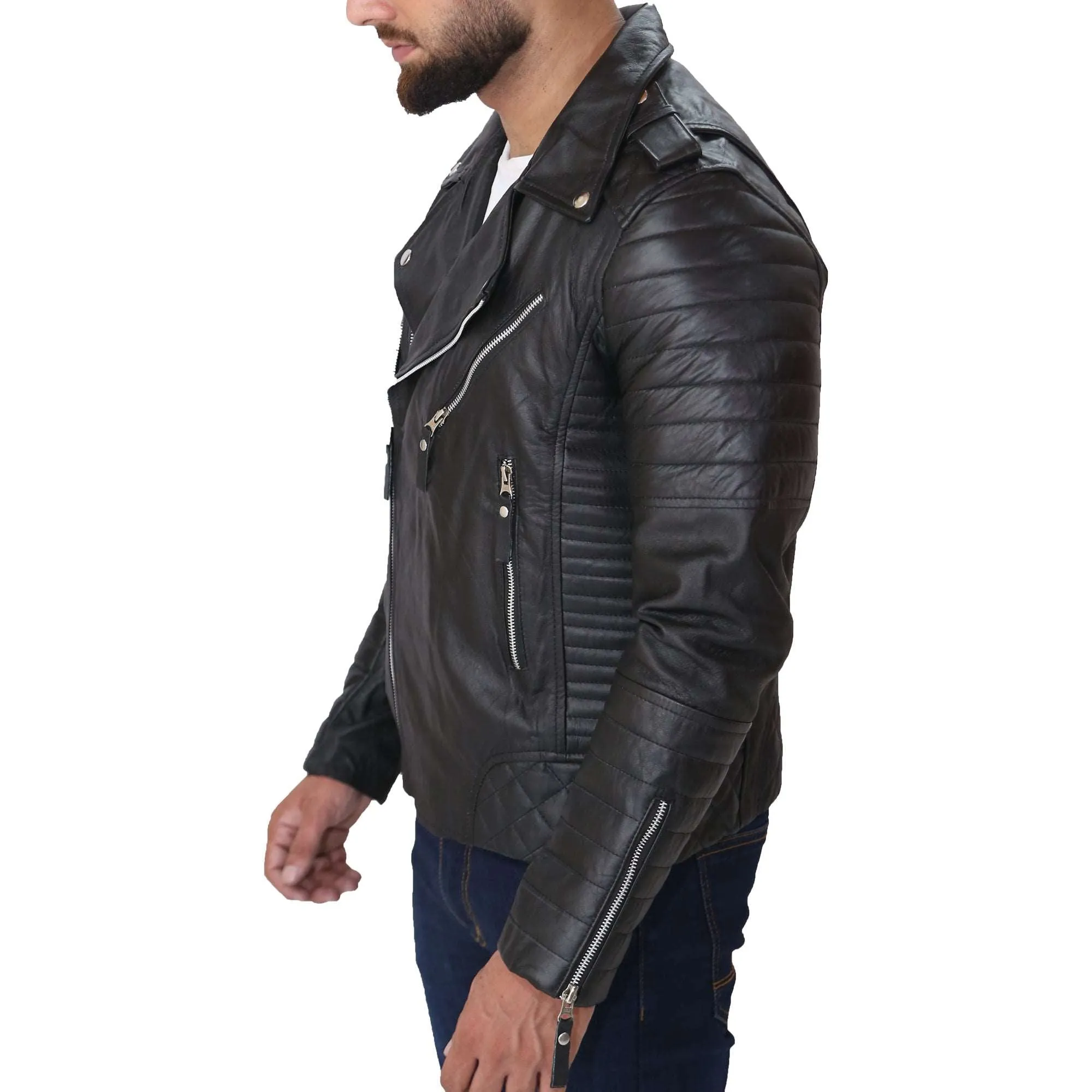 Men's Quilted Leather Jacket