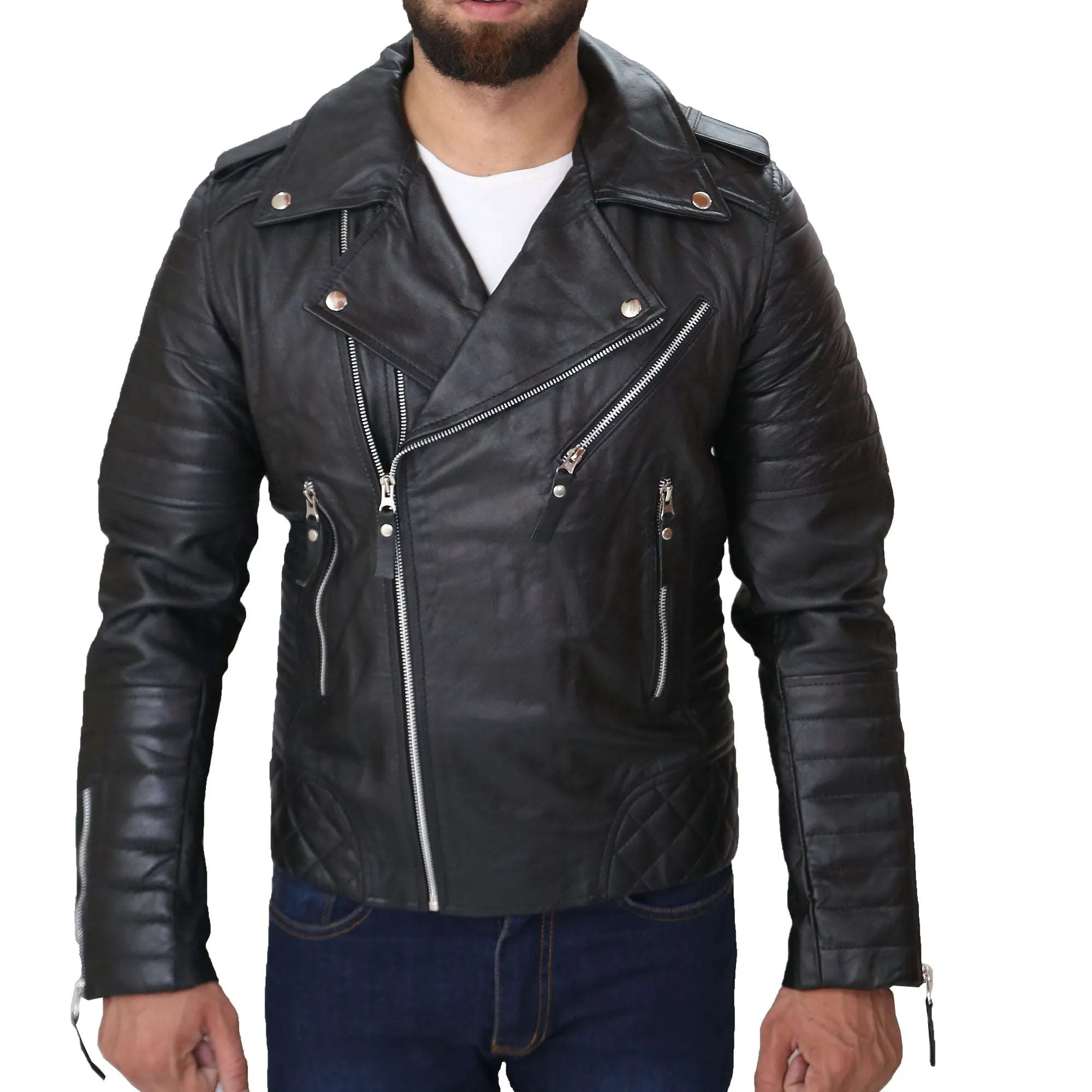 Men's Quilted Leather Jacket