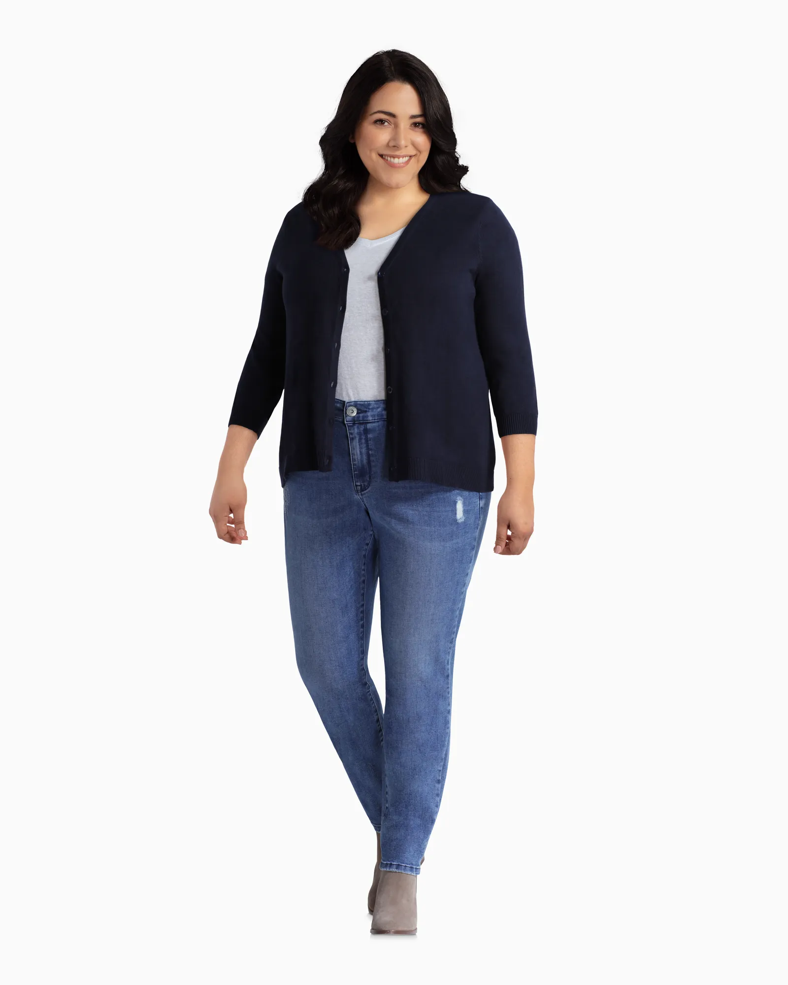 Merritt Essential V-Neck Cardigan | Navy