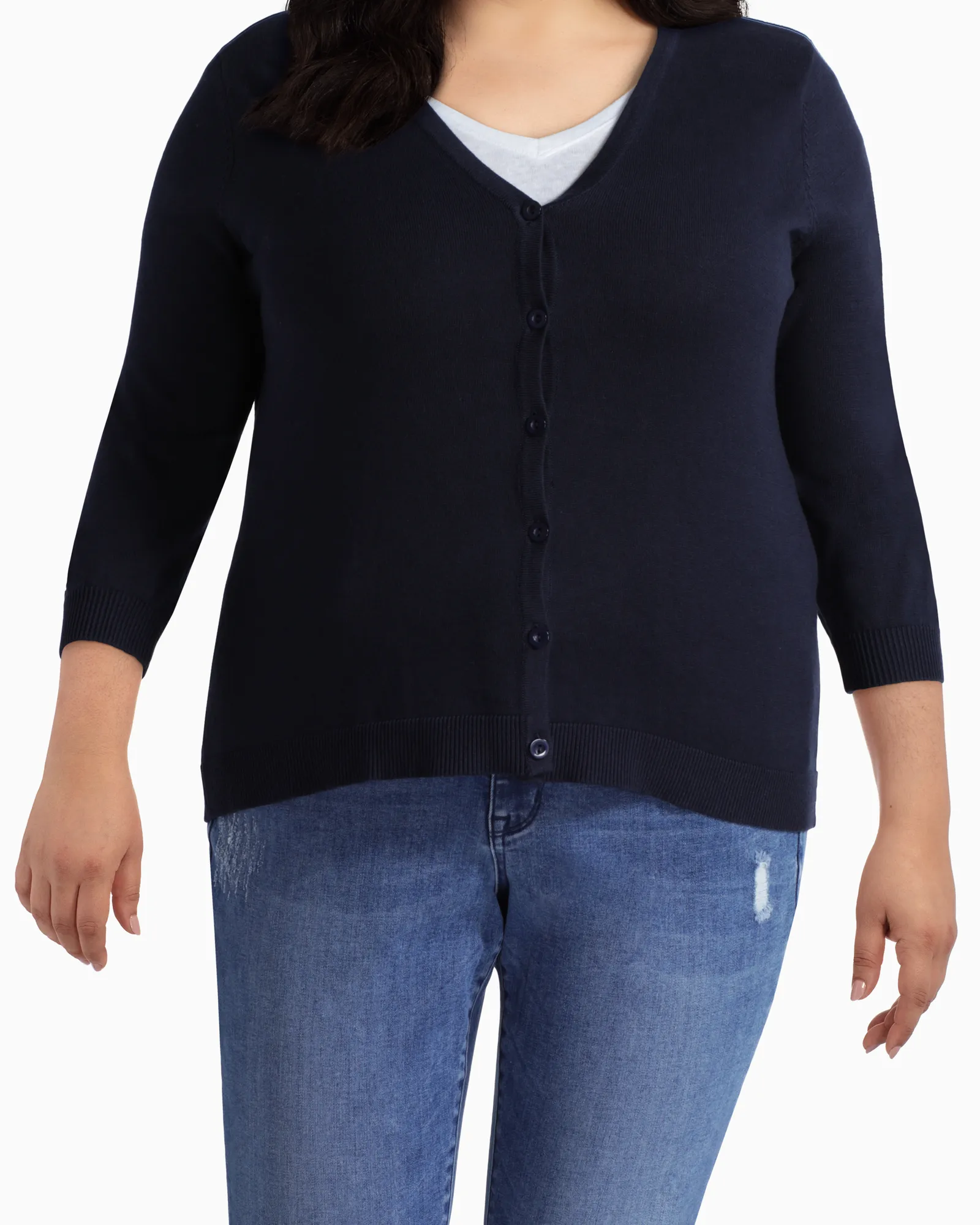 Merritt Essential V-Neck Cardigan | Navy