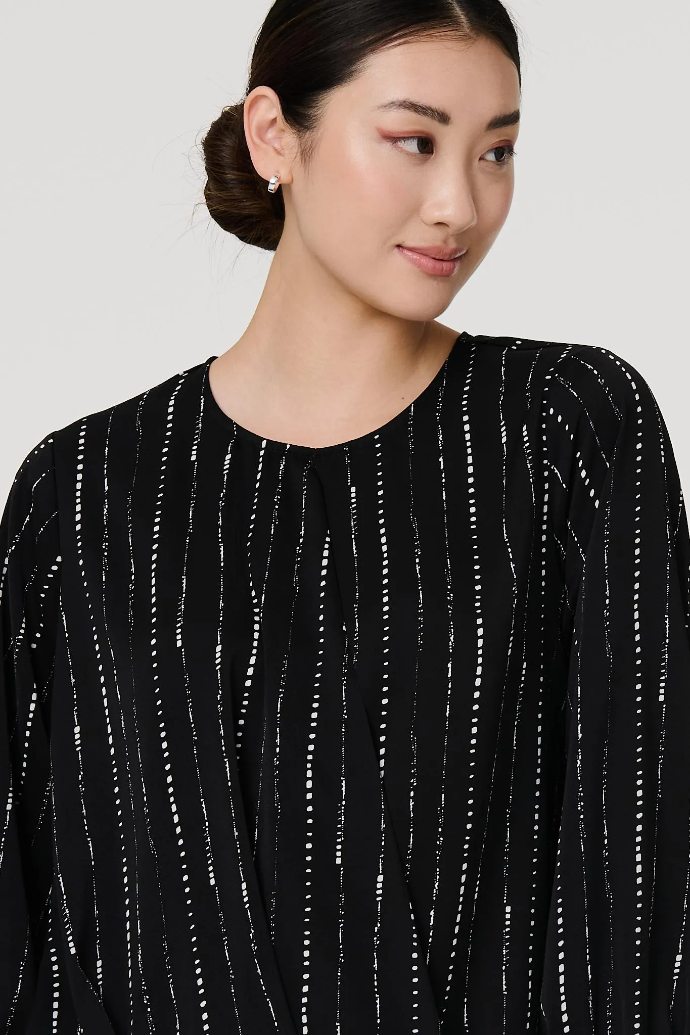 Metallic Stripe Long Sleeve Blouse