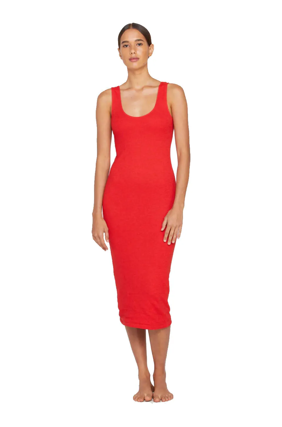 Mikoh Paros Fitted Tank Midi Dress In Poppy