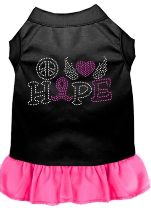 Peace Love Hope Breast Cancer Rhinestone Pet Dress Black With Bright Pink Xxxl (20)