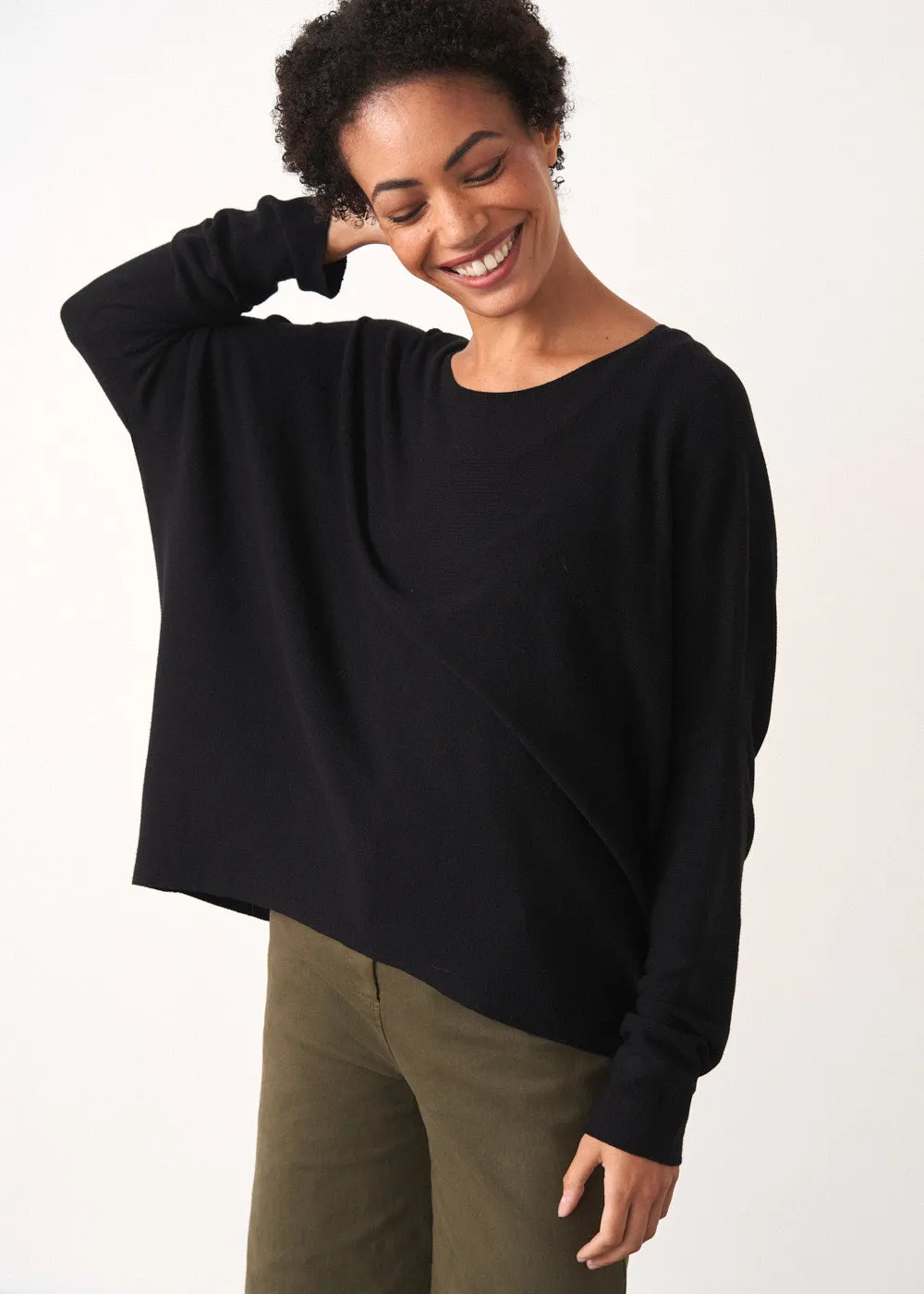 QUINN ROUND NECK SWEATER - BLACK