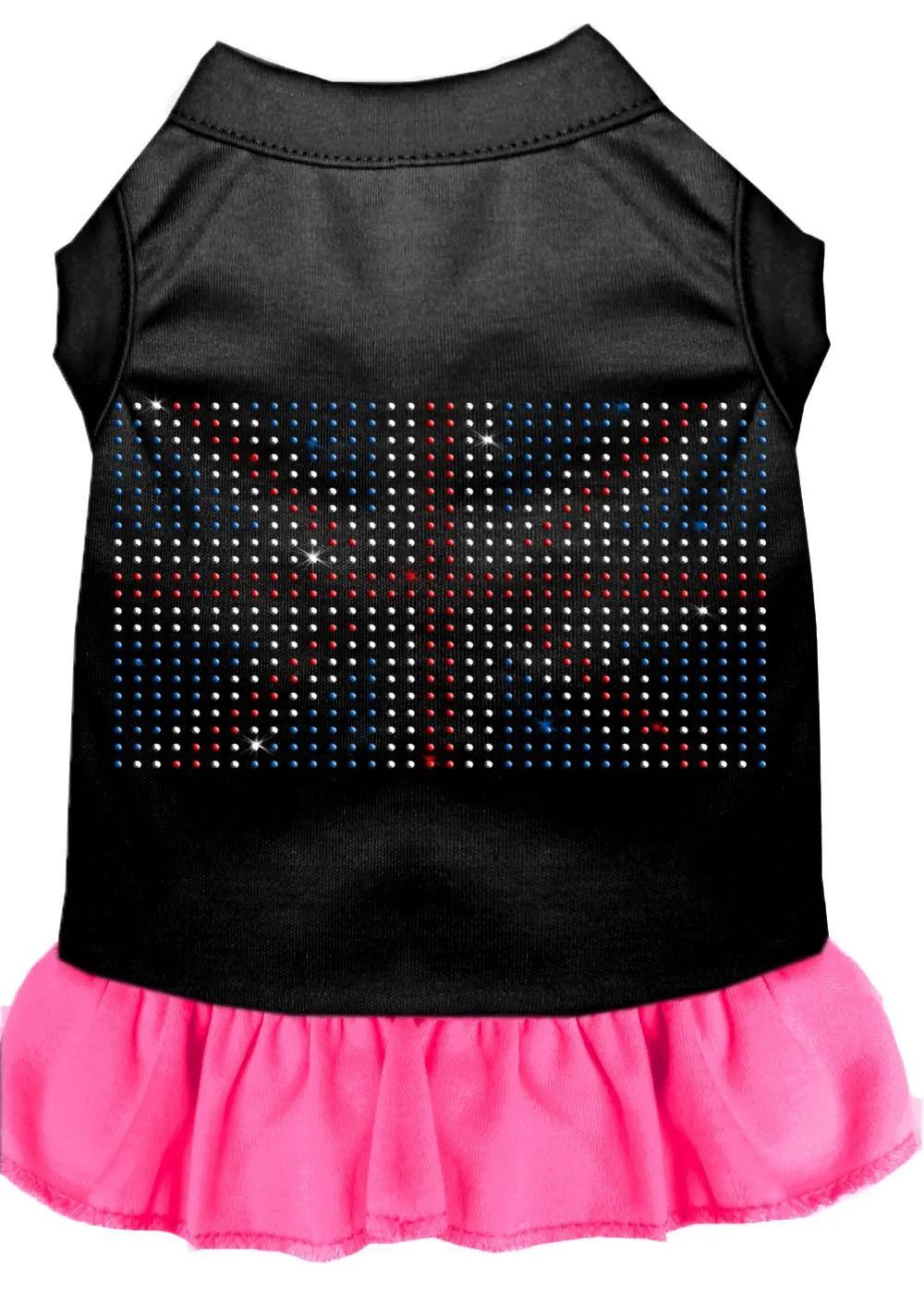 Rhinestone British Flag Dress Black With Bright Pink Xl (16)