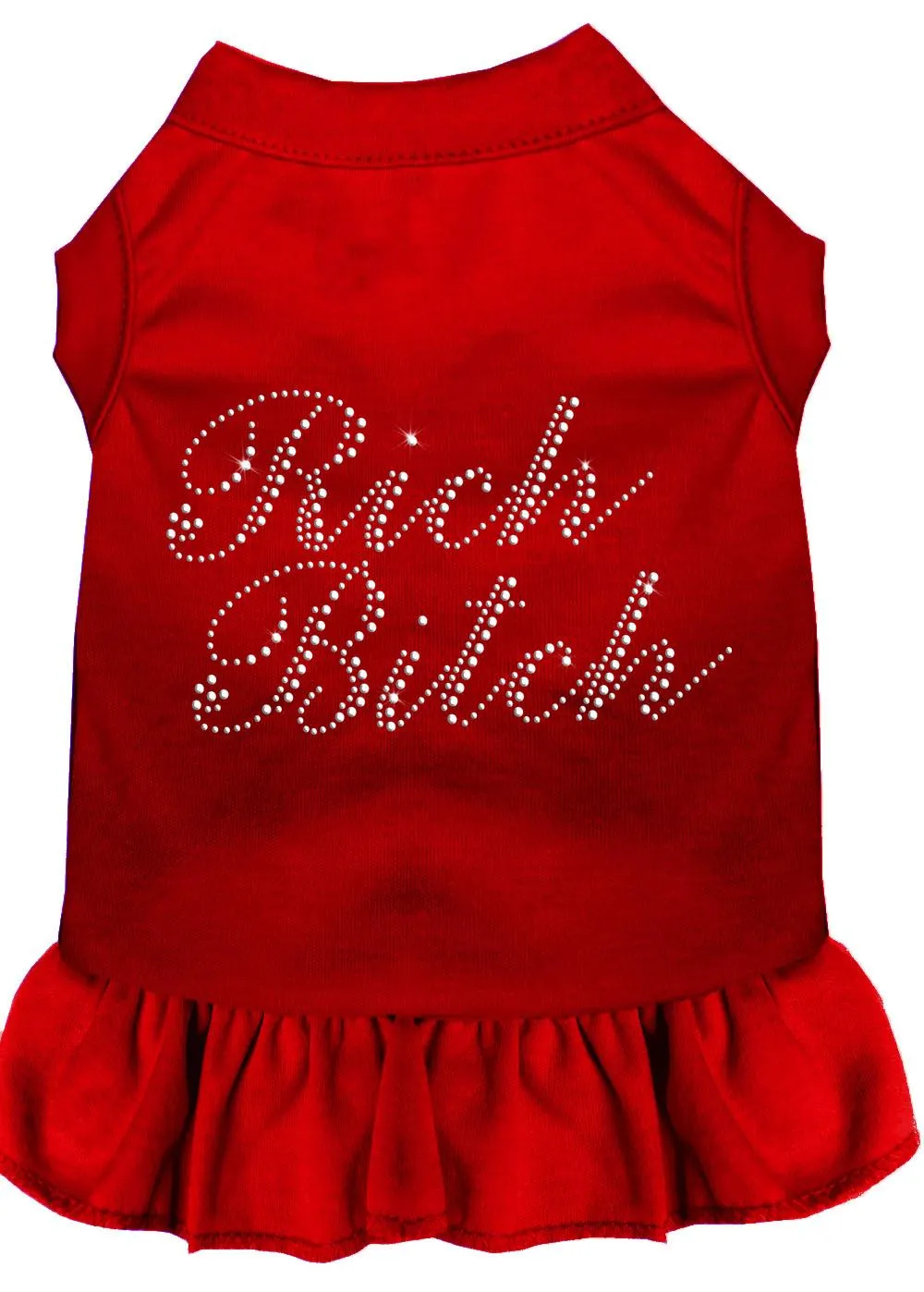 Rhinestone Rich Bitch Dress Red Sm (10)