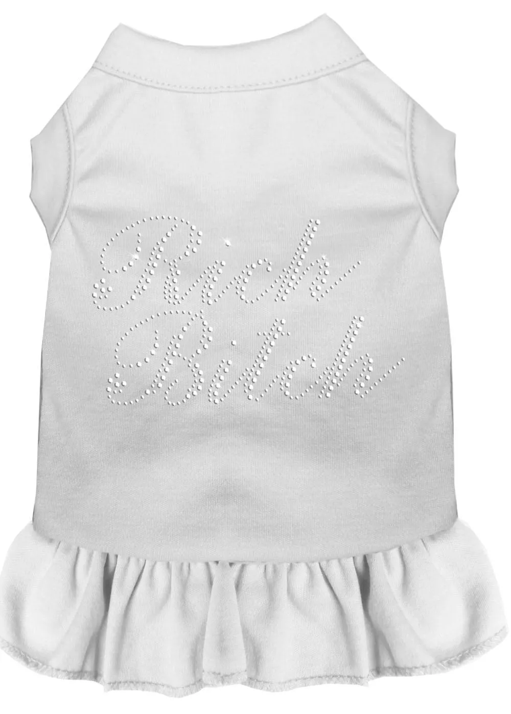 Rhinestone Rich Bitch Dress White Xs (8)