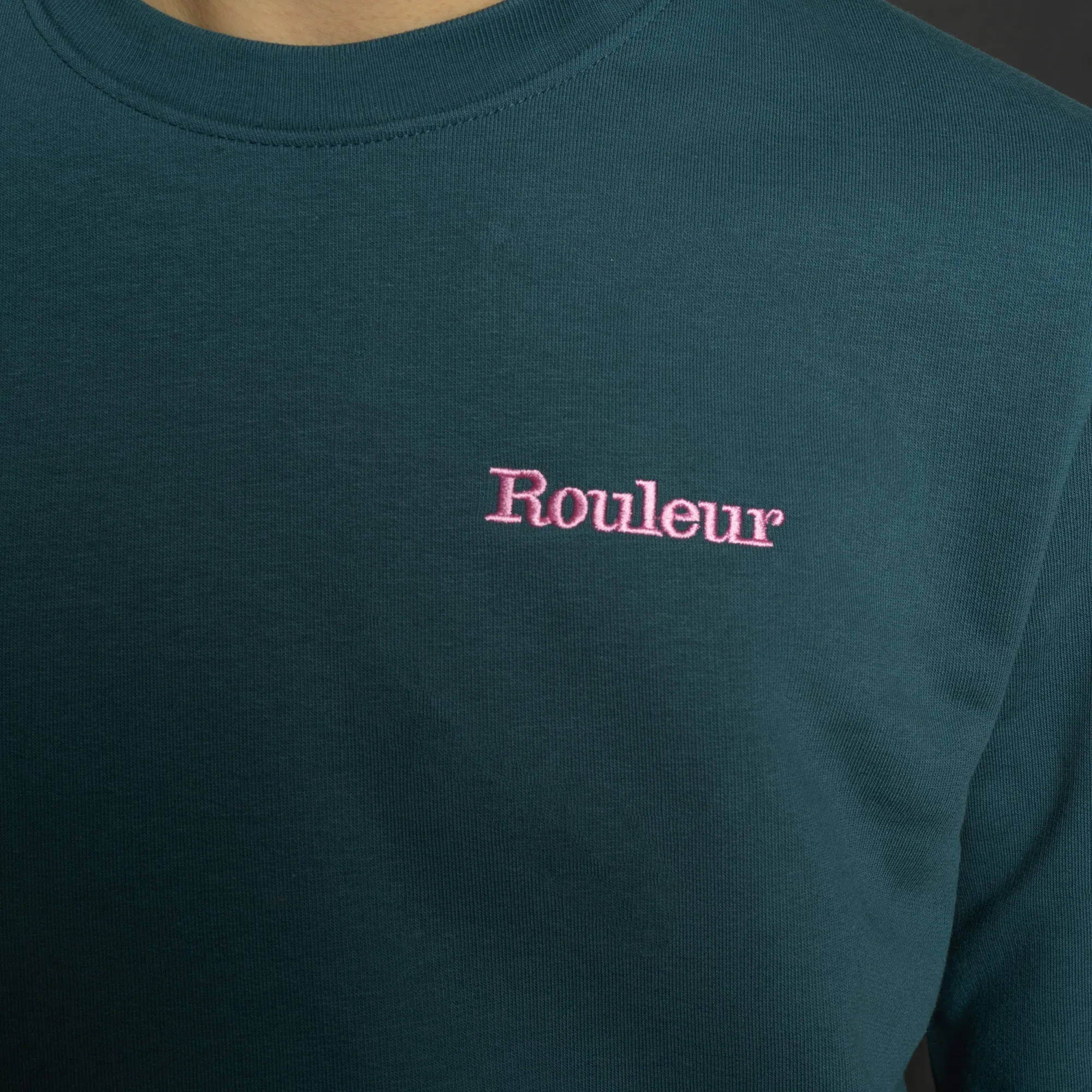 Rouleur Logo - Embroidered Organic Sweatshirt - Unisex - Green